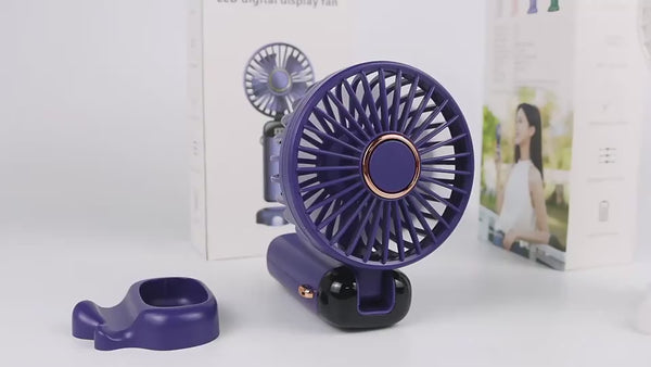 USB Rechargeable Mini Portable Handheld Electric Fan Foldable Neck Hanging Outdoor Fan Adjustable 5 Speed Powerful Air Cooler